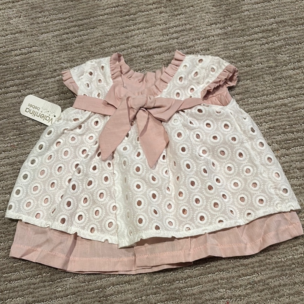 Valentina Pink and White Eyelet Baby dress